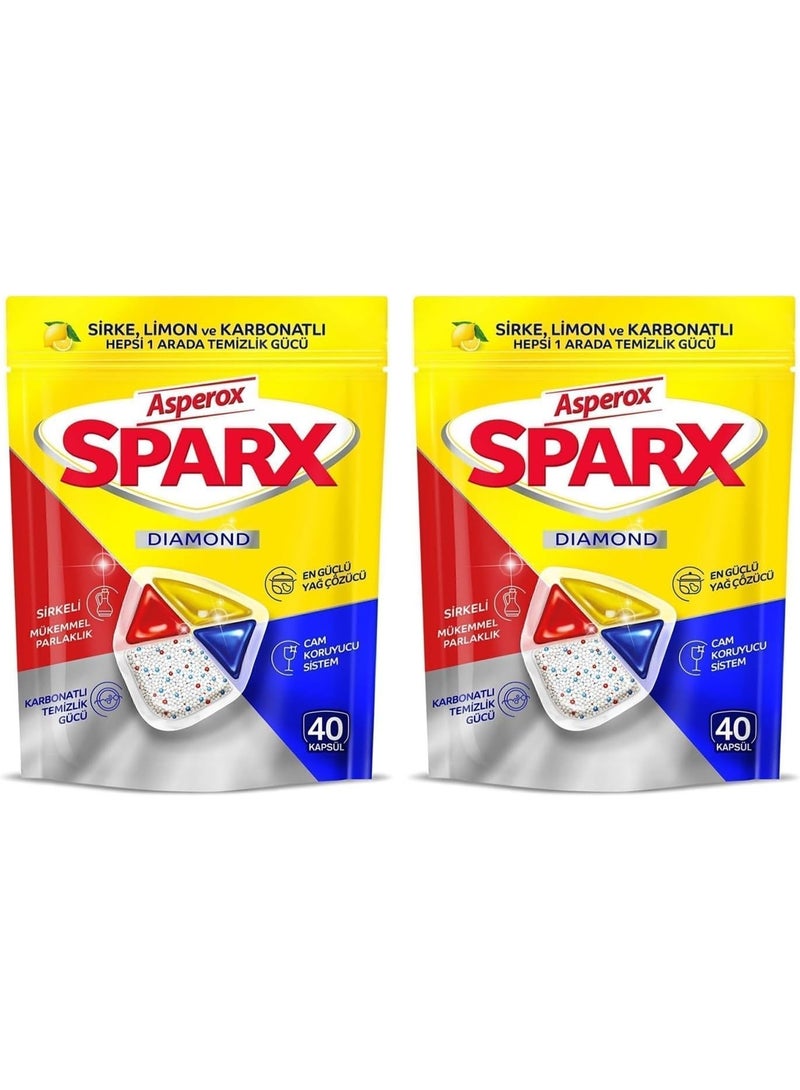 Value Pack: Asperox Sparks Diamond Dishwasher Tablets – All in One – 80 Tablets (2 Packs x 40).